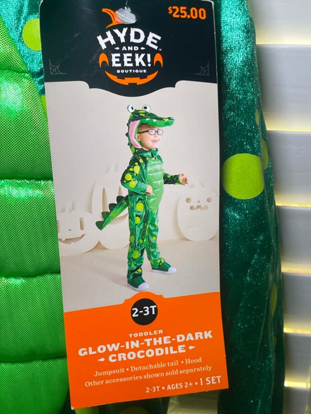 Brand New Hyde and Eek Boutique Glow in the Dark Crocodile Costume, 2t/3t.